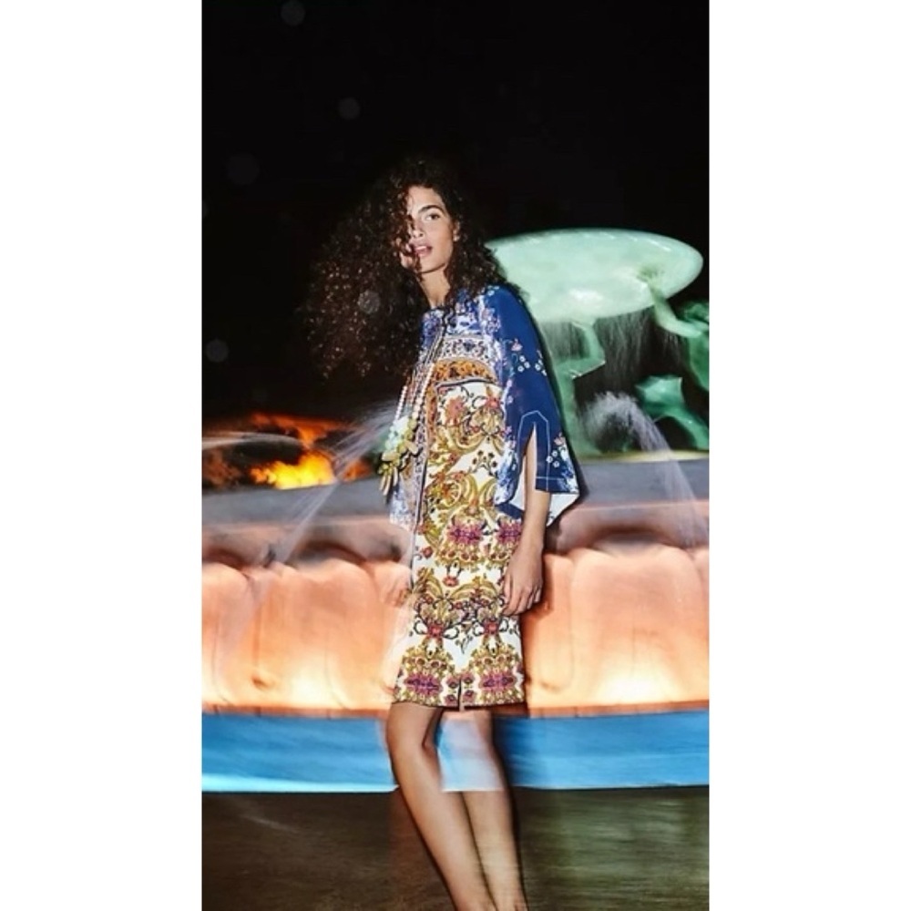 Anthropologie Maeve 100% Silk Barcelona Floral Mirror Scaarf Print Shift Dress 2 - Picture 12 of 12